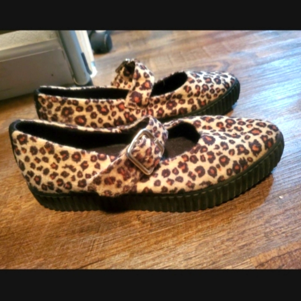T.U.K. Leopard Pointed Mary Janes